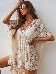 Crochet Beachwear Shirt Hollow Out See through Beach Dress