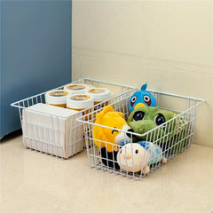 2pcs Metal Wire Baskets for Pantry Organization with Handle