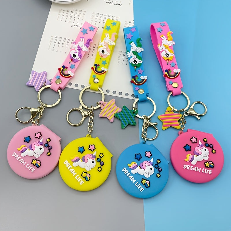 Unicorn Mirror Keychain Pendant PVC Doll
