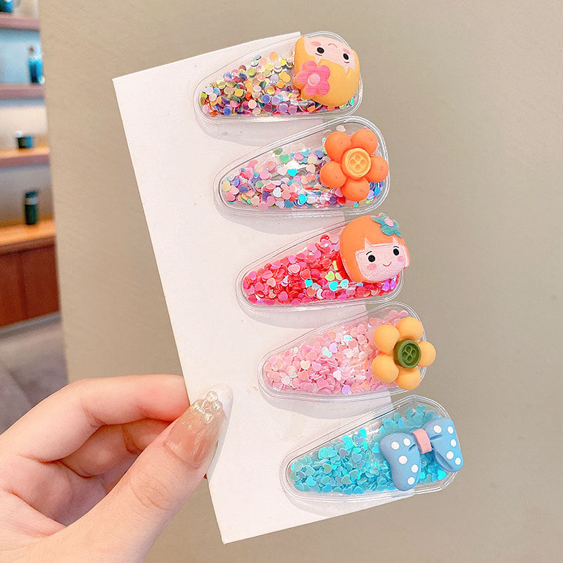 5pcs Sequin Transparent Hair Clips For Girls Hair Accessories