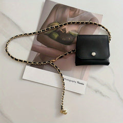 Braided Chain Belt with Detachable Waist Bag for Women