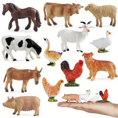 12 PCS Mini Farm Animal Figurines Educational Toys for Kids - PVC Material