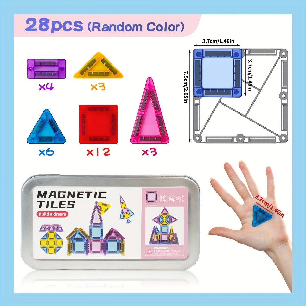 40pc Mini Magnetic Building Blocks Set - Bright Colors, Fun & Educational