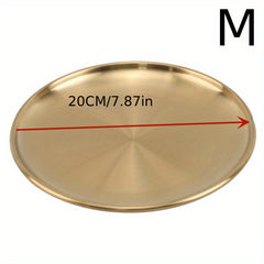 Stainless Steel Golden Dinner Plate Tray for Snacks, Cakes, Decor