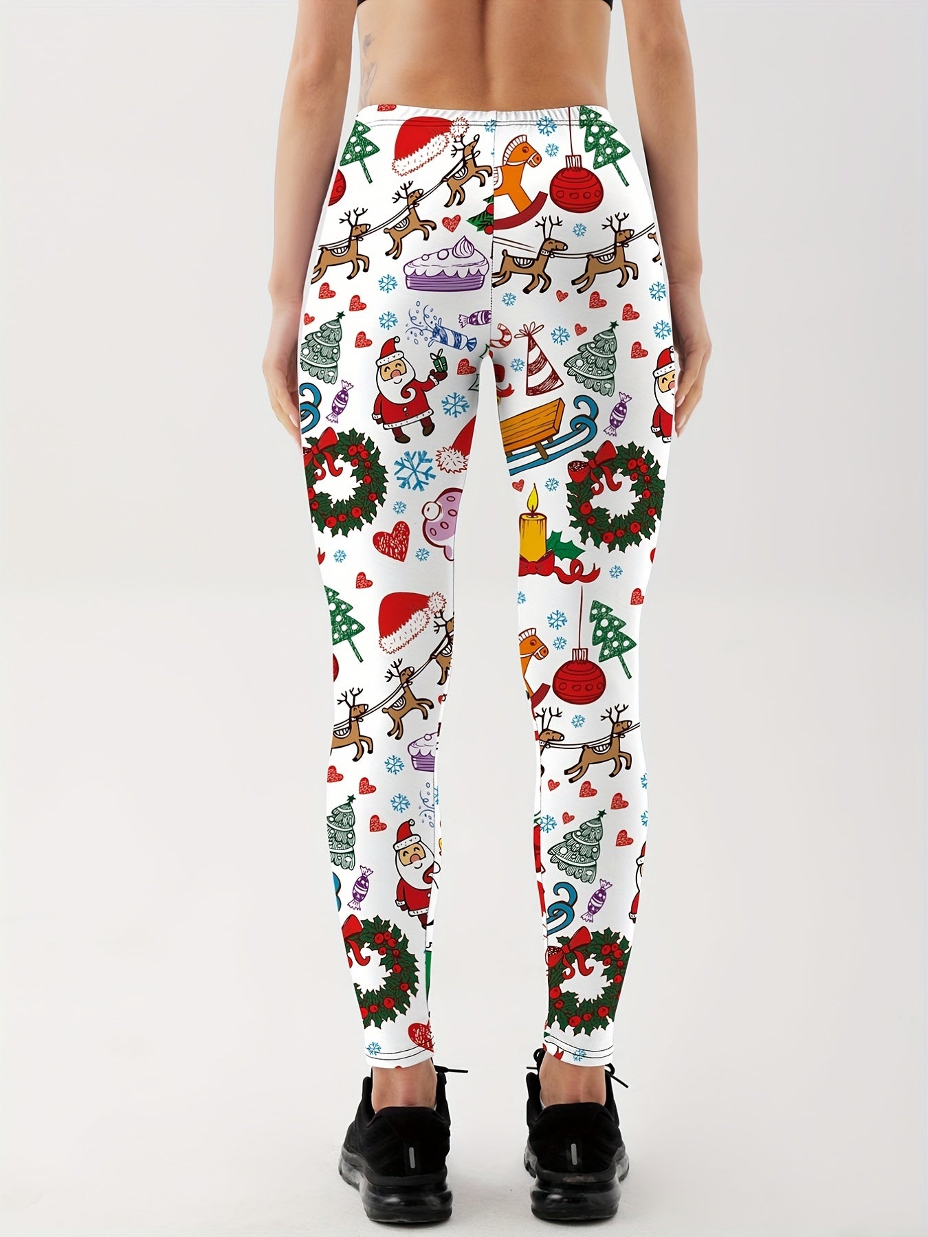 Christmas Tree Snowman Printed Yoga Pants for Women