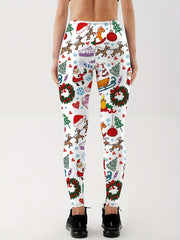Christmas Tree Snowman Printed Yoga Pants for Women
