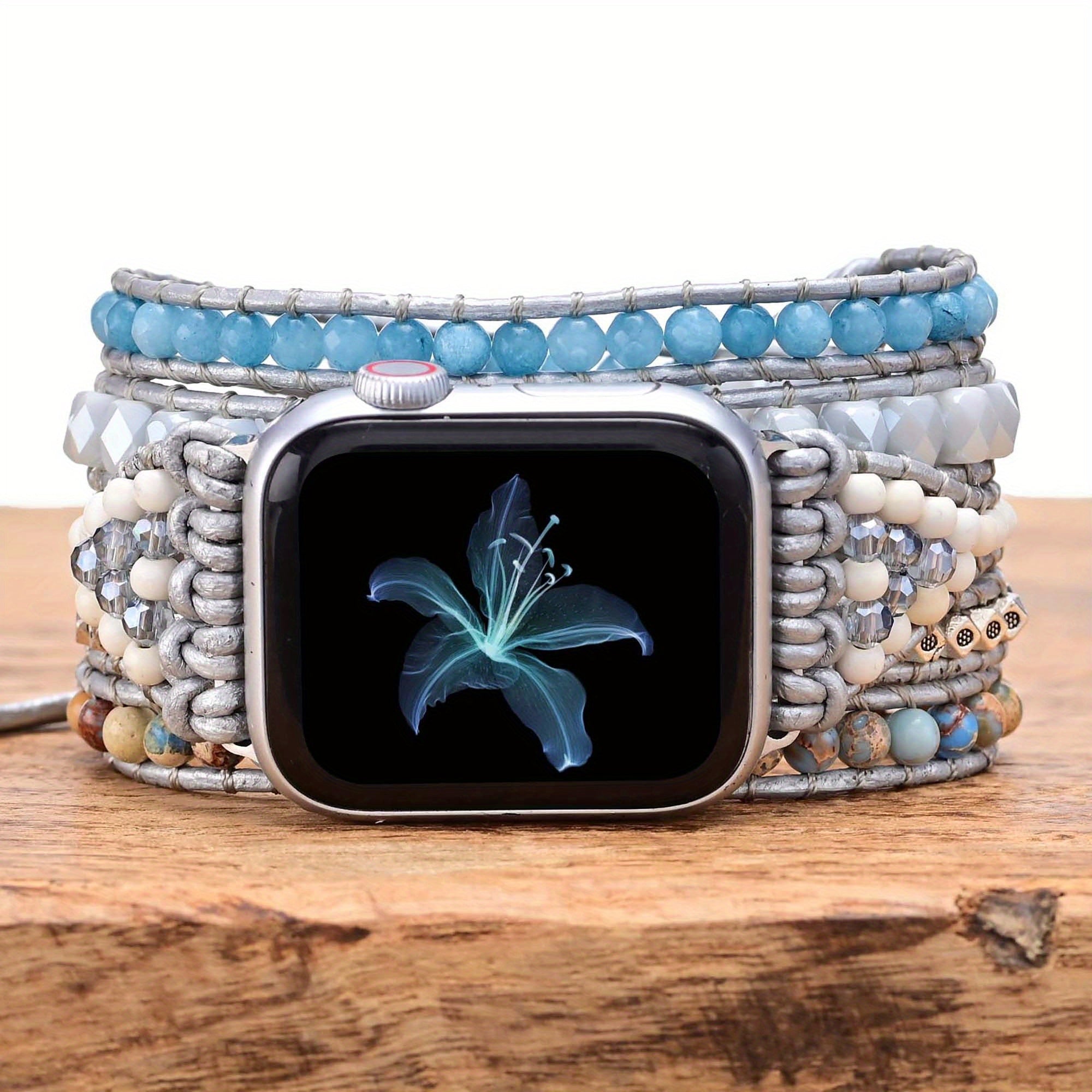 Adjustable Bohemian Stone Watch Band Men Crystal Band 38mm-45mm