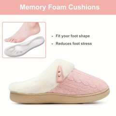 Women's Knitted Slippers Memory Foam Plush Lined Comfort Indoor Shoes