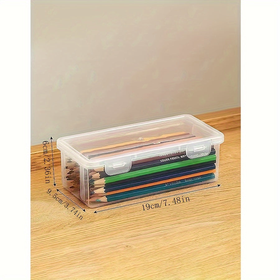 2pcs Transparent Storage Box with Snap Closure Pen Case