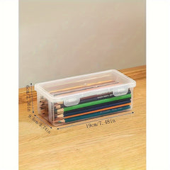 2pcs Transparent Storage Box with Snap Closure Pen Case