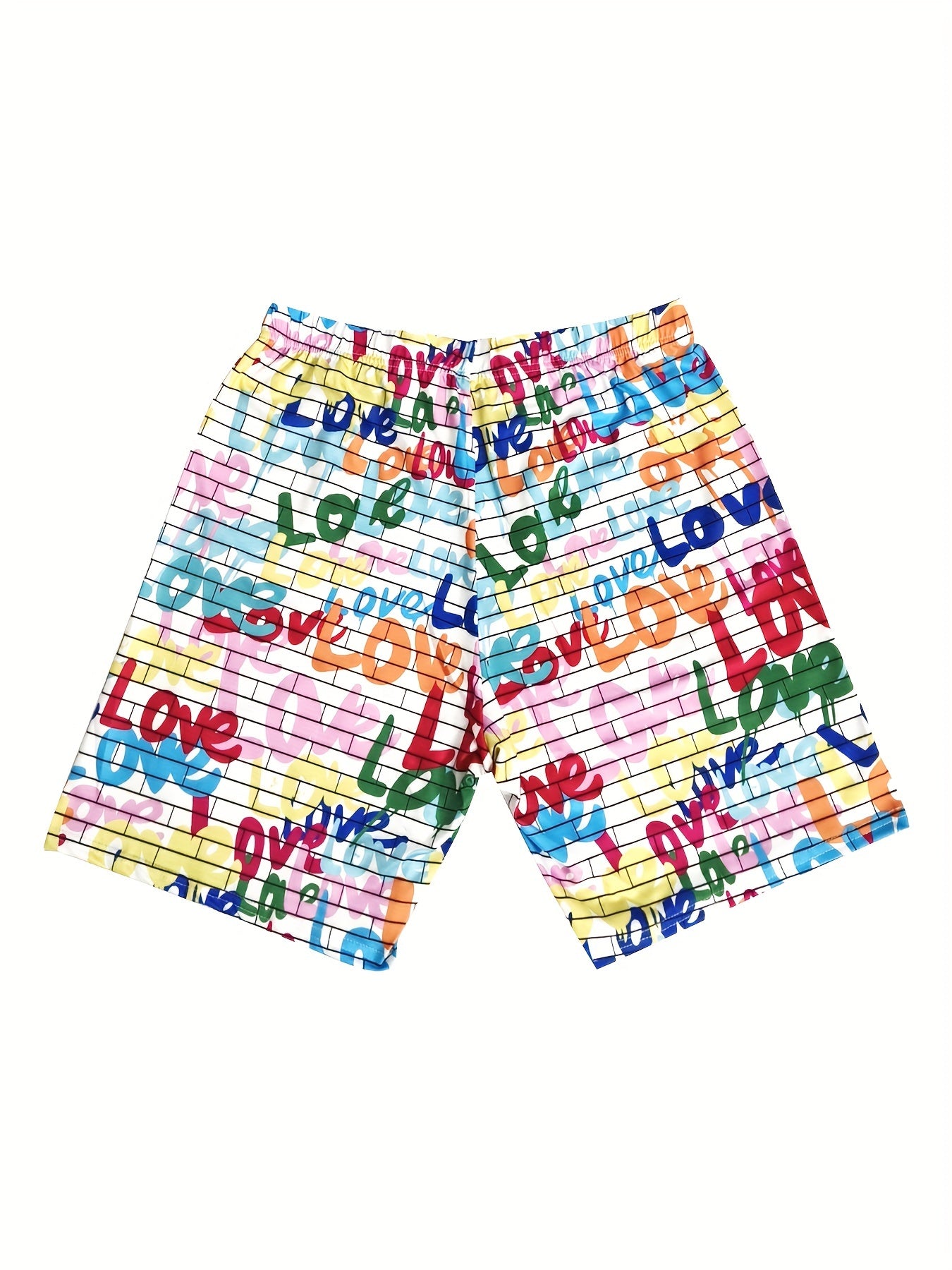 Women's Plus Allover Letter Print High Rise Shorts