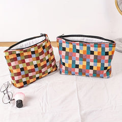 Plaid Makeup Bag Zipper Cosmetic Pouch Large Capacity Organizer