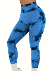 2pcs High Waist Tie Dye Yoga Pants High Stretch Leggings Women's Activewear