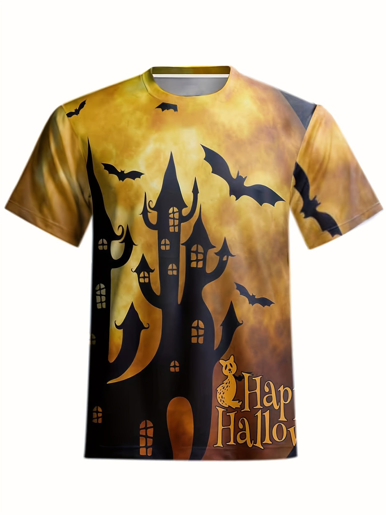 Men's Halloween Castle Graphic T shirt Active 3D Print Tee