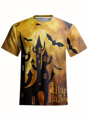 Men's Halloween Castle Graphic T shirt Active 3D Print Tee