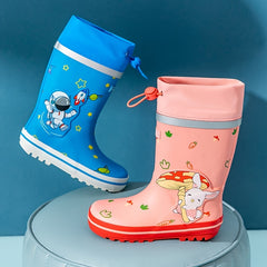 Kids Cartoon Rain Boots Astronaut Bunny Print