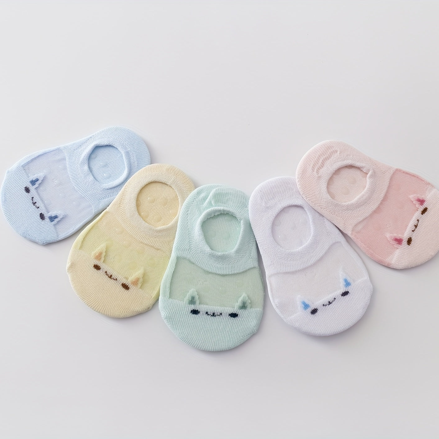 5pairs Cartoon Mesh Stitching Socks for Newborn Baby Boys And Girls