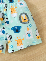 Boys Animal Print T-shirt & Shorts Set Summer Outfit
