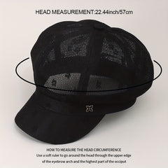 Solid Beret Flower Embroidery Hollow Knitted Newsboy Hat