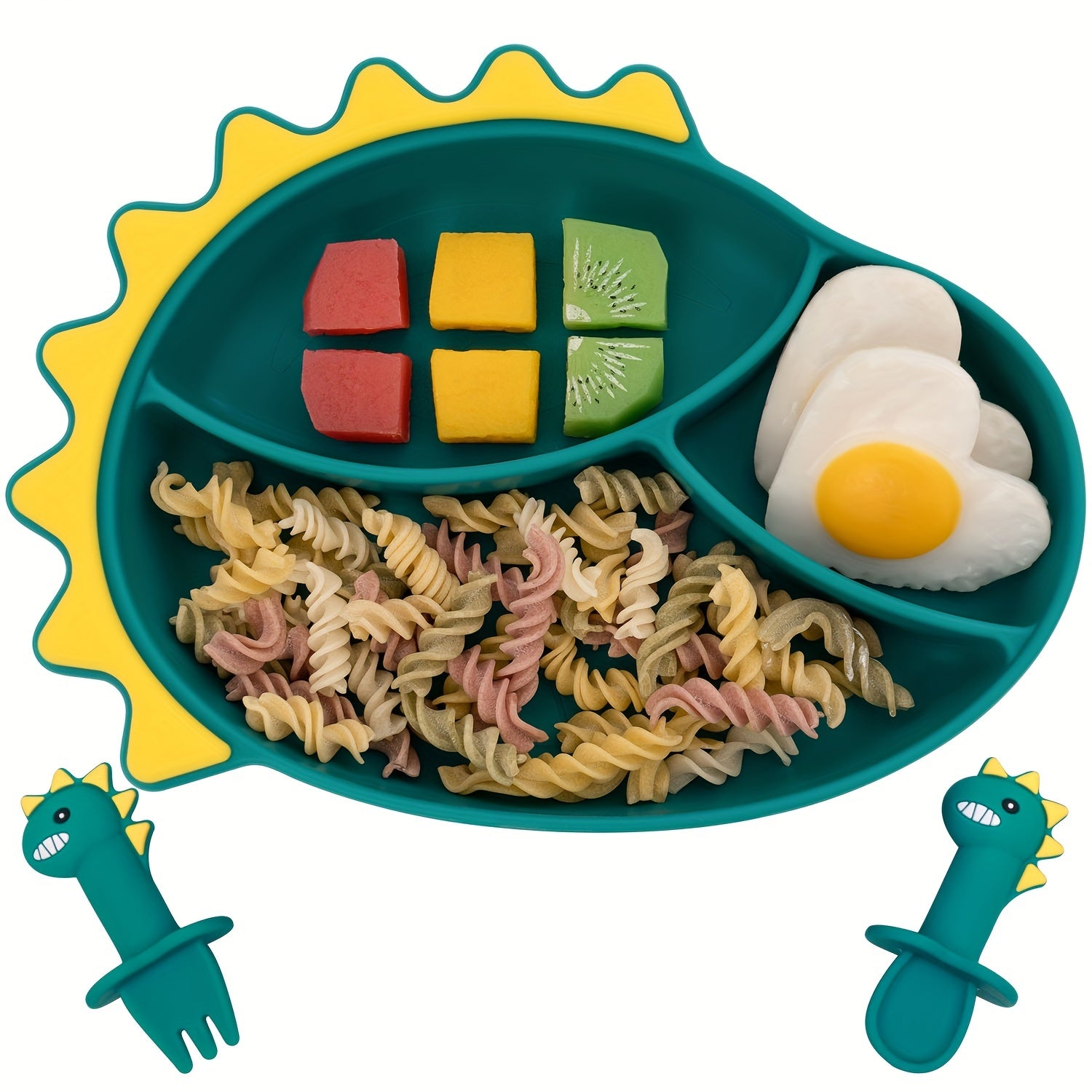 Silicone Toddler Plates Sets Suction Plates Spoon & Fork Set