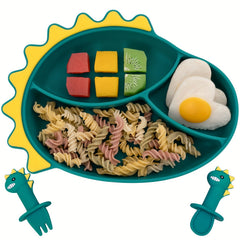 Silicone Toddler Plates Sets Suction Plates Spoon & Fork Set