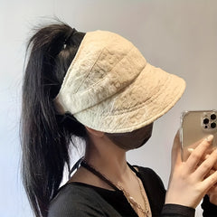 Embossed Ponytail Visor Hat Lightweight Casual Travel Beach Hats