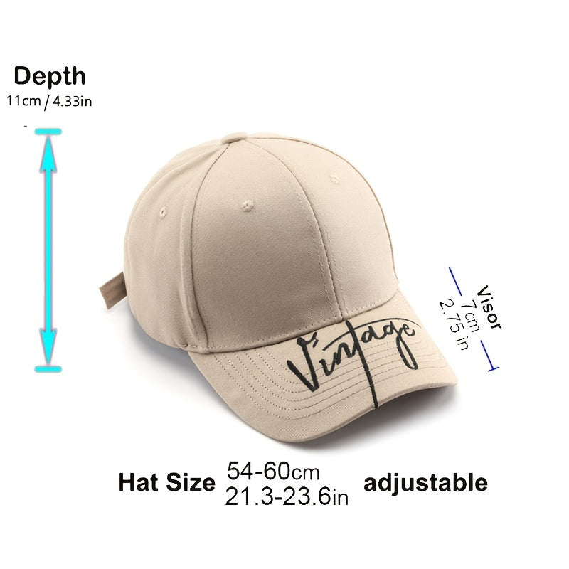 Adult Vintage Letter Embroidered Duck Tongue Cap Sun Protection Baseball Cap