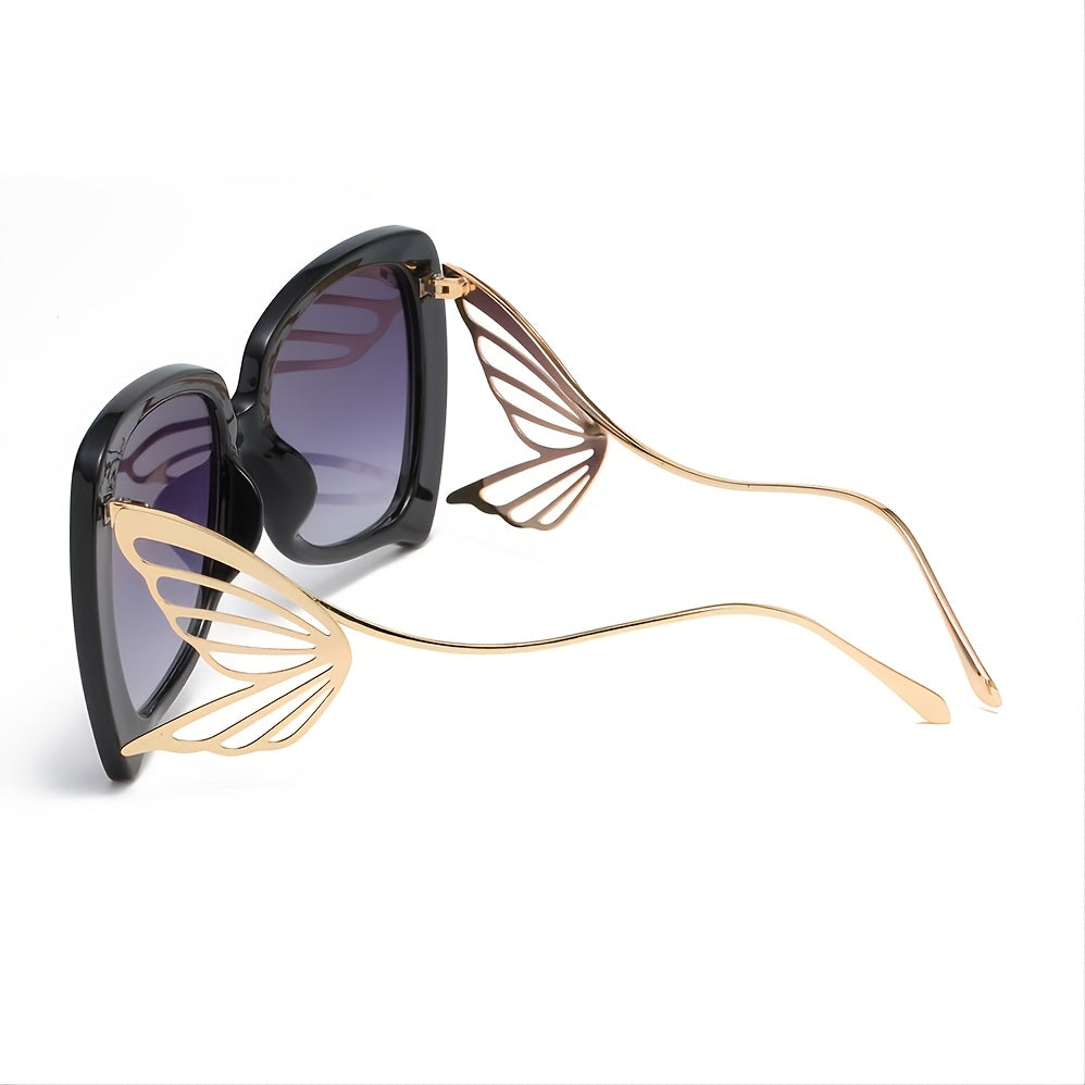 OOLVS Big Frame Butterfly Sunglasses UV Protection Metal Leg Gafas De Sol