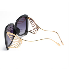 OOLVS Big Frame Butterfly Sunglasses UV Protection Metal Leg Gafas De Sol