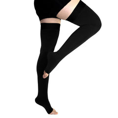 Women's Open Toe Thigh High Compression Stockings 20-30 mmHg