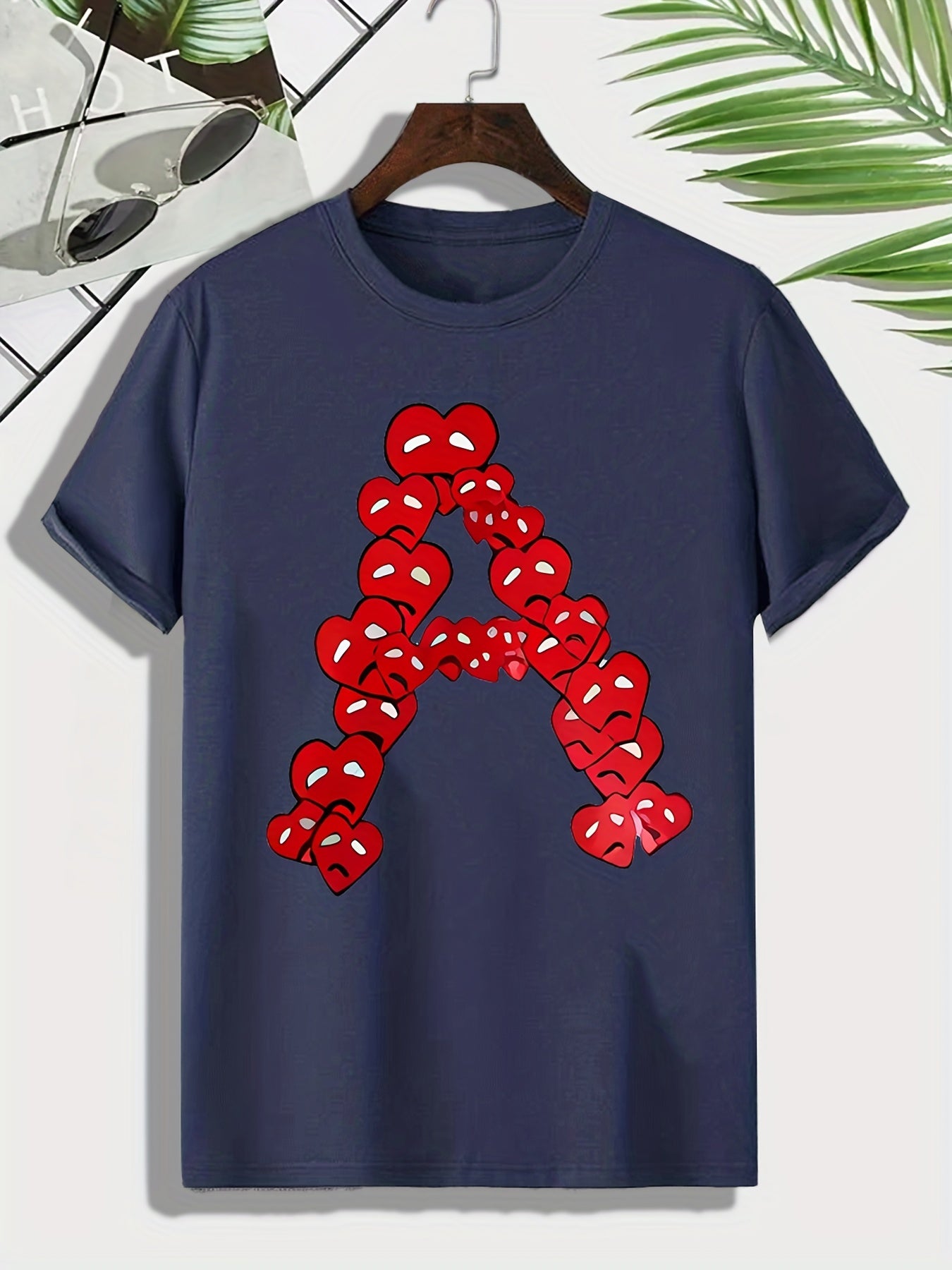 Men's Heart & A Pattern T shirt Active Tee