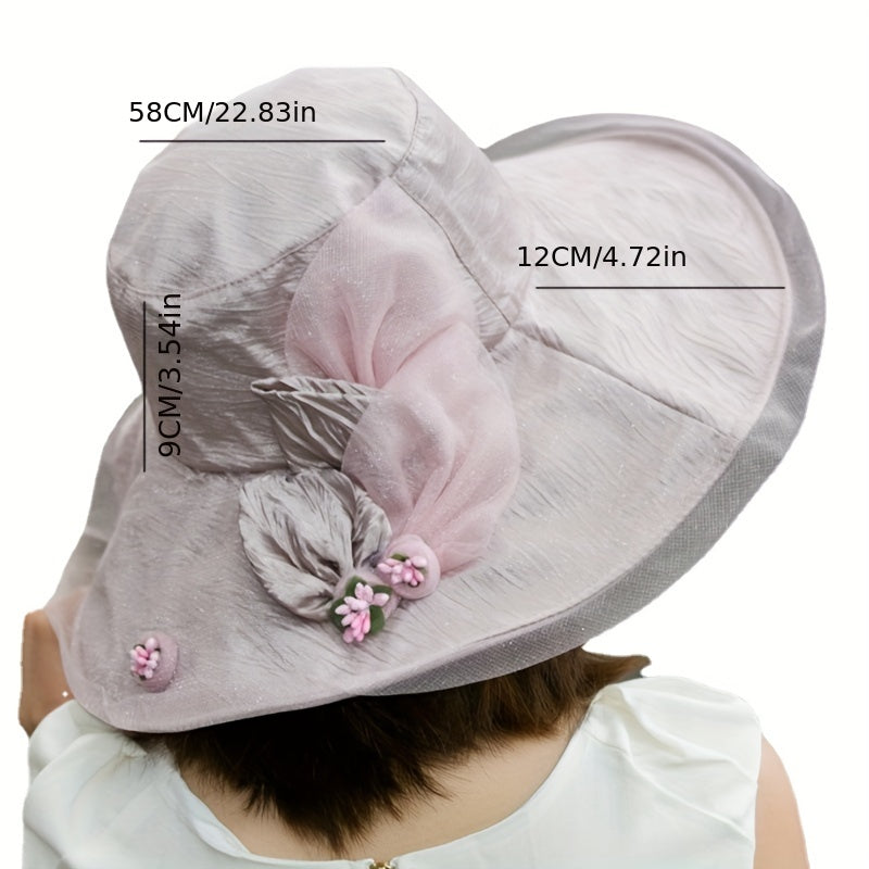 Wide Brim Flower Sun Hat UV Protection Lightweight Bucket Hat