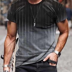 Vintage Style Striped T-shirt Men's Casual Street Style Tee Shirt