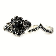 Unisex Gothic Moon Engagement Ring Set Anniversary Gift Jewelry