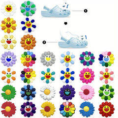 30pcs Flower Shoe Charms Slipper Sandals DIY Shoes Pins Boys Girls Men Women