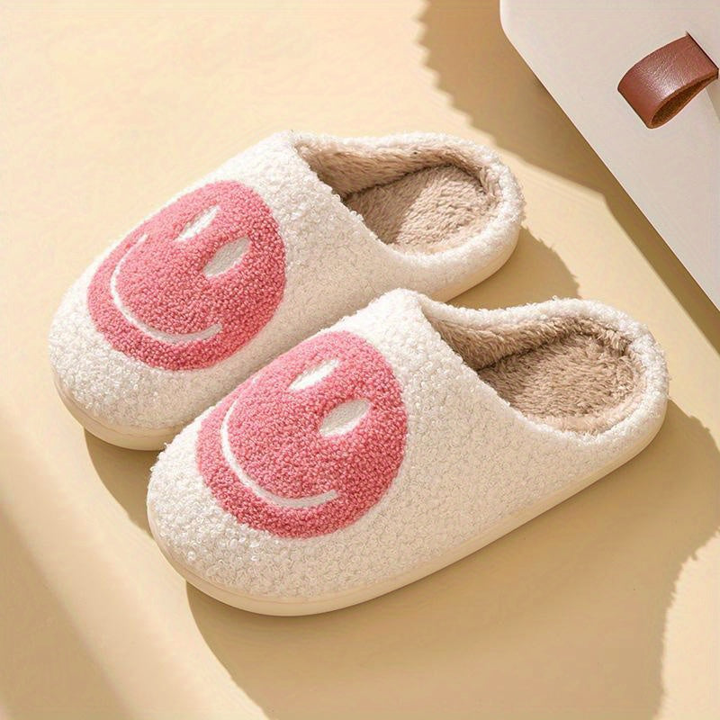 Women's Smile Face Slippers Soft & Comfy Non Slip House Shoes
