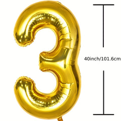 Gold Number Balloons 30 40 50 60 Big Giant Foil Mylar for Birthday Party