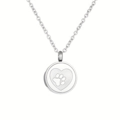 Stainless Steel Memorial Urn Paw Pattern Pendant Necklace