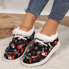 Christmas Snowman & Santa Claus Pattern Warm Snow Shoes Women's Footwear