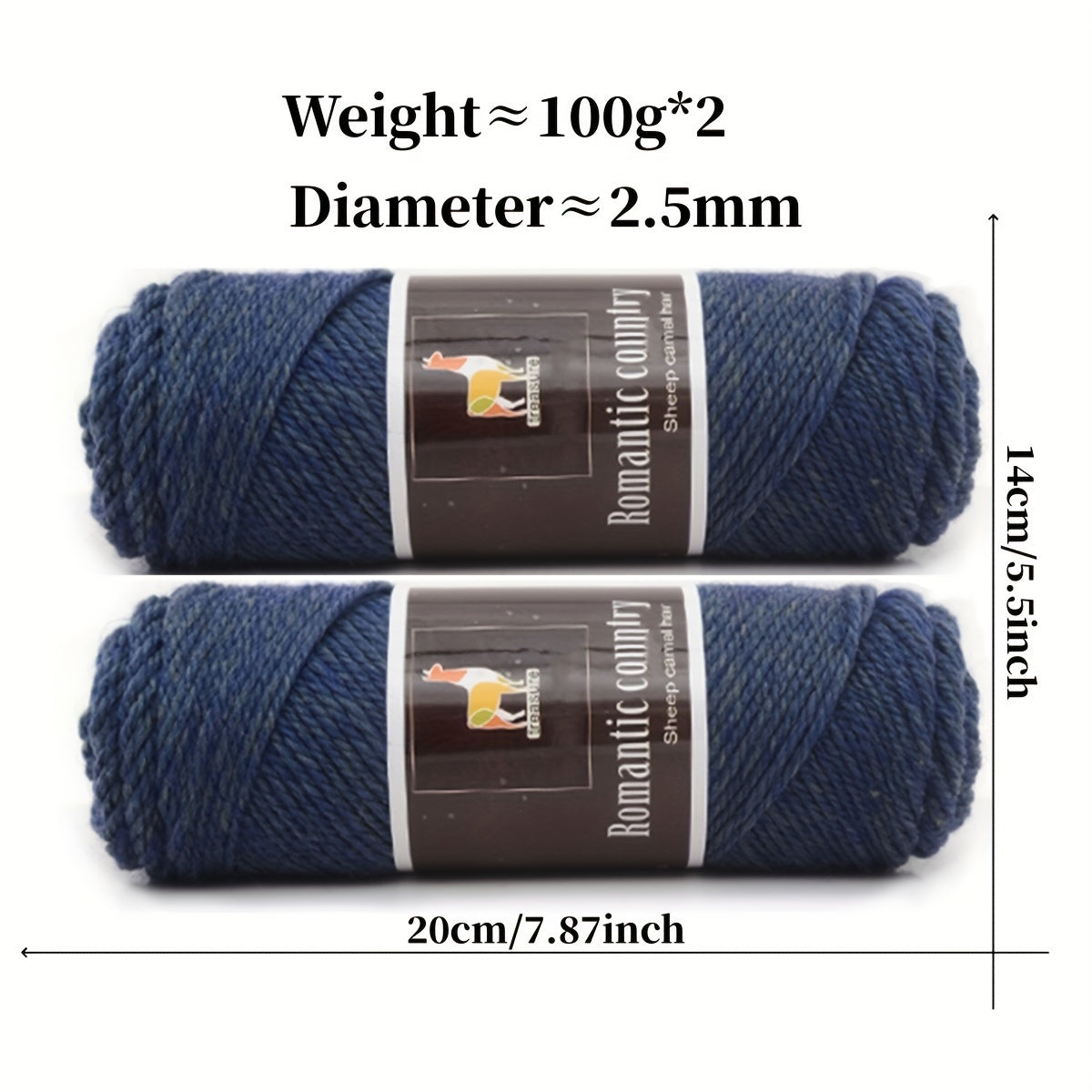 2pcs Alpaca Wool Blend Crochet Yarn DIY Knitting Sweater Blanket Hat Shawl Khaki