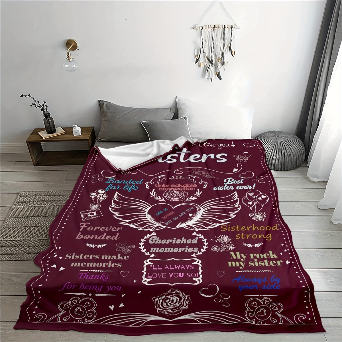 Soft Purple Linen Blanket Gift for Sister Women Birthday Year