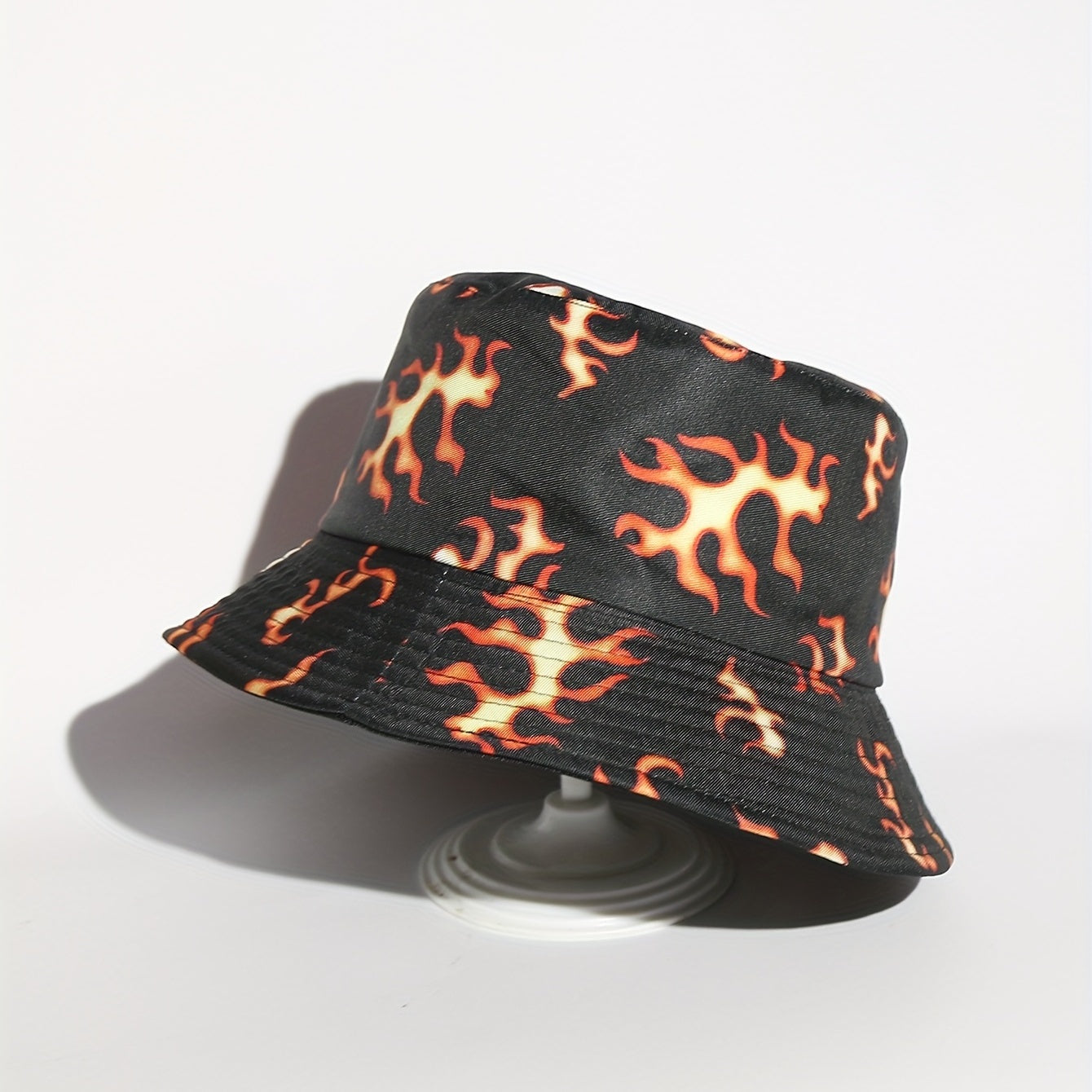 Yellow Flame Print Bucket Hat Unisex Lightweight Sun Hats For Women & Men