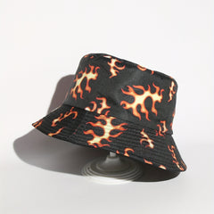 Yellow Flame Print Bucket Hat Unisex Lightweight Sun Hats For Women & Men