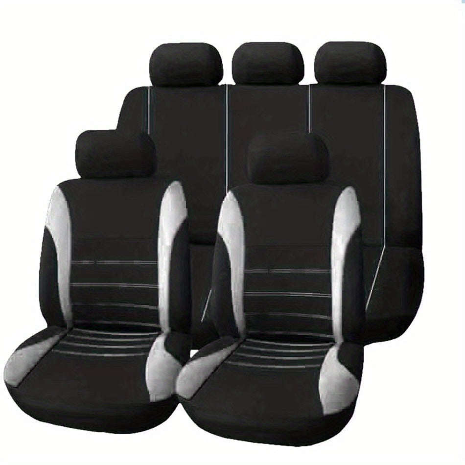 Universal Car Seat Cover Set 9pcs Front Back Headrest Cover