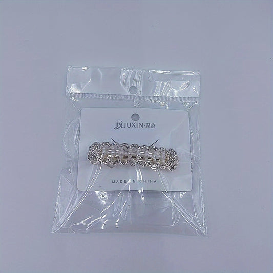 Geometric Hair Clip French Barrette Faux Pearl Rhinestone Hairpin