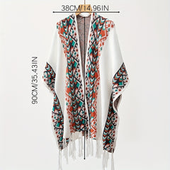 Boho Knit Shawl Tassel Cardigan Retro Windproof Wraps Women