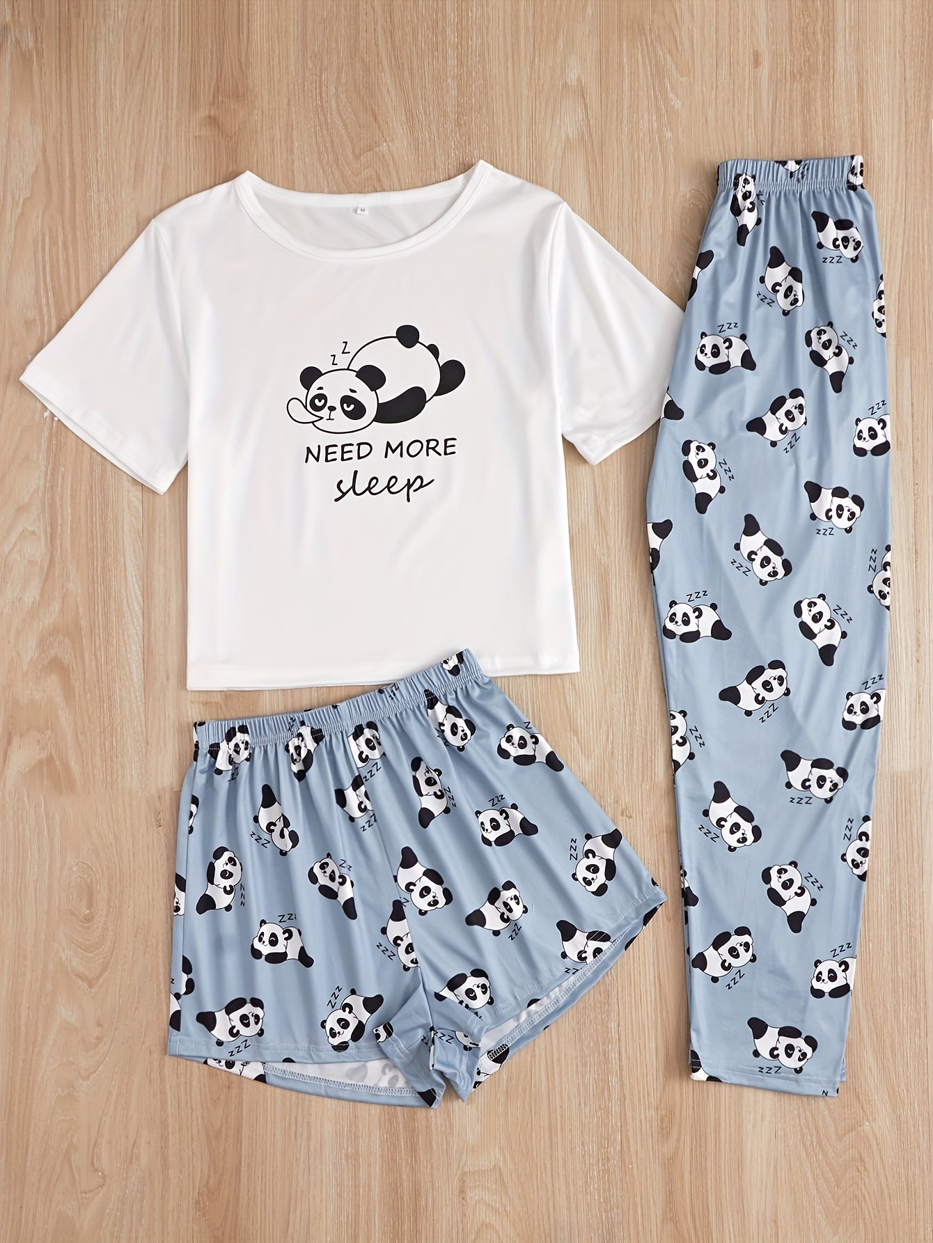 Panda Print Pajamas Set Short Sleeve - Women's Sleepwear