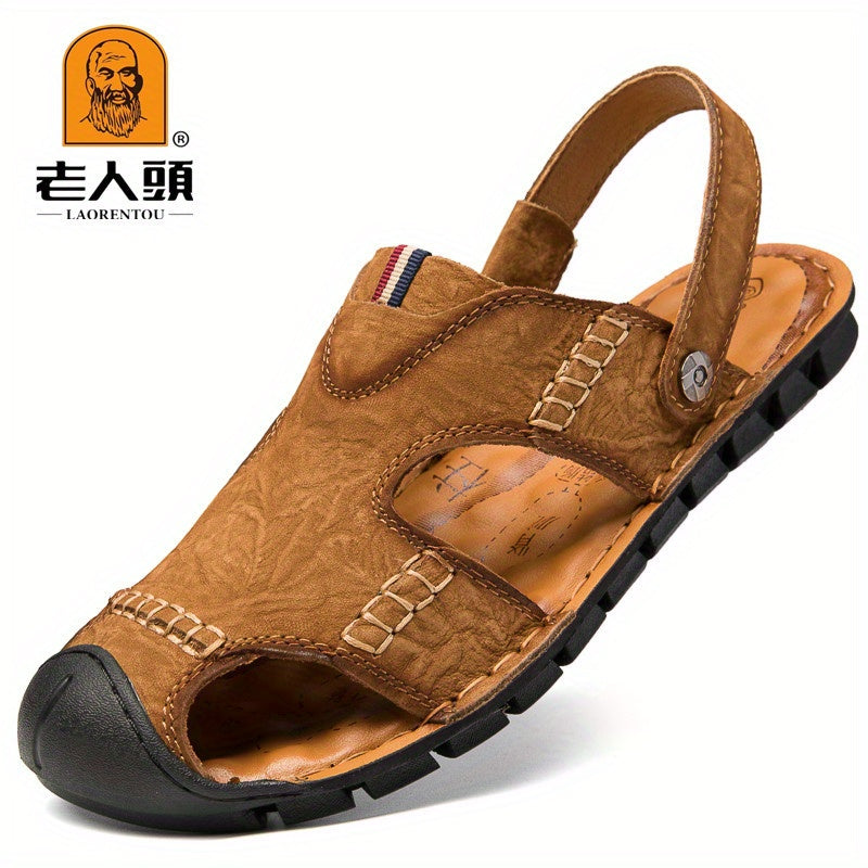 LAORENTOU Men's Stitched Closed Toe Non Slip Slippers