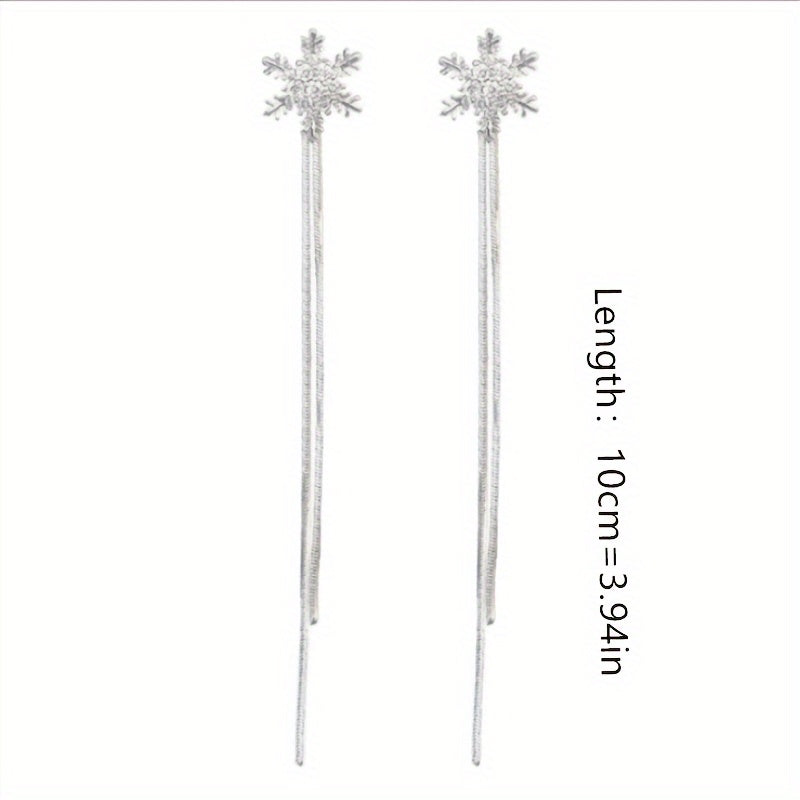 Snowflake Tassel Earrings Stud Party Jewelry Holiday Gift For Women