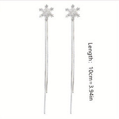 Snowflake Tassel Earrings Stud Party Jewelry Holiday Gift For Women